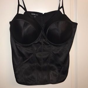 Charlotte Russe Black Satin Corset SZ 18